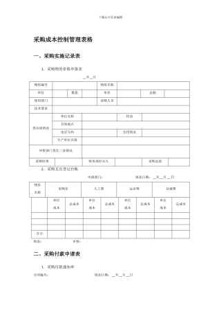 采购成本控制管理表格