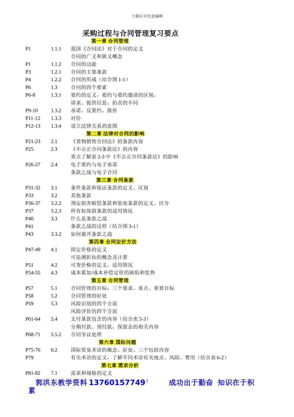 采购过程与合同管理复习要点2024年5月_第1页