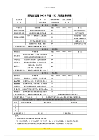 采购部经理绩效考核表