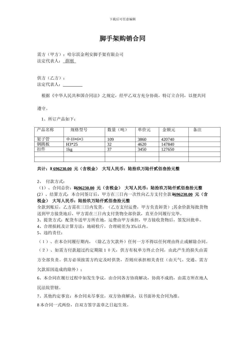 钢管购销合同_第1页