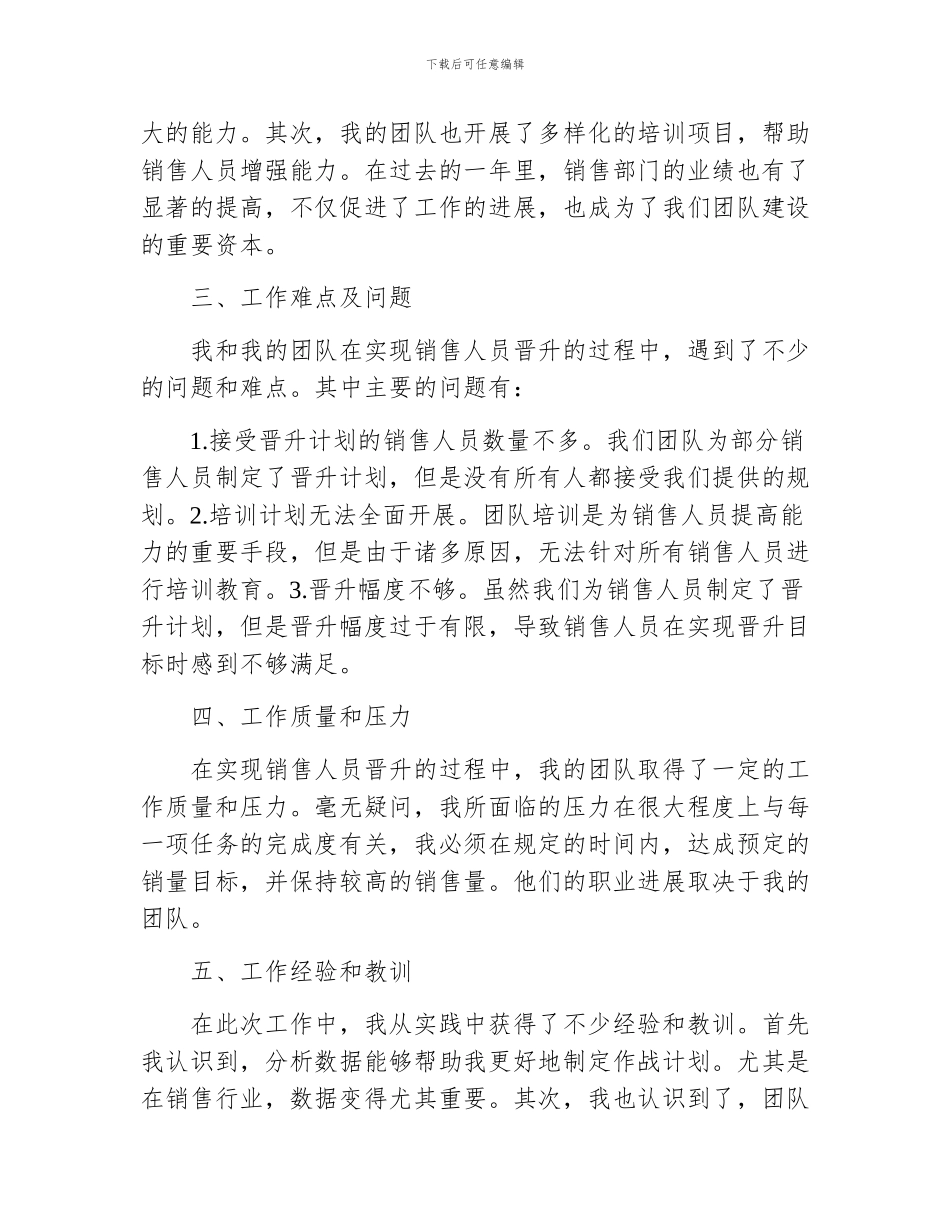 销售人员晋升工作总结_第2页