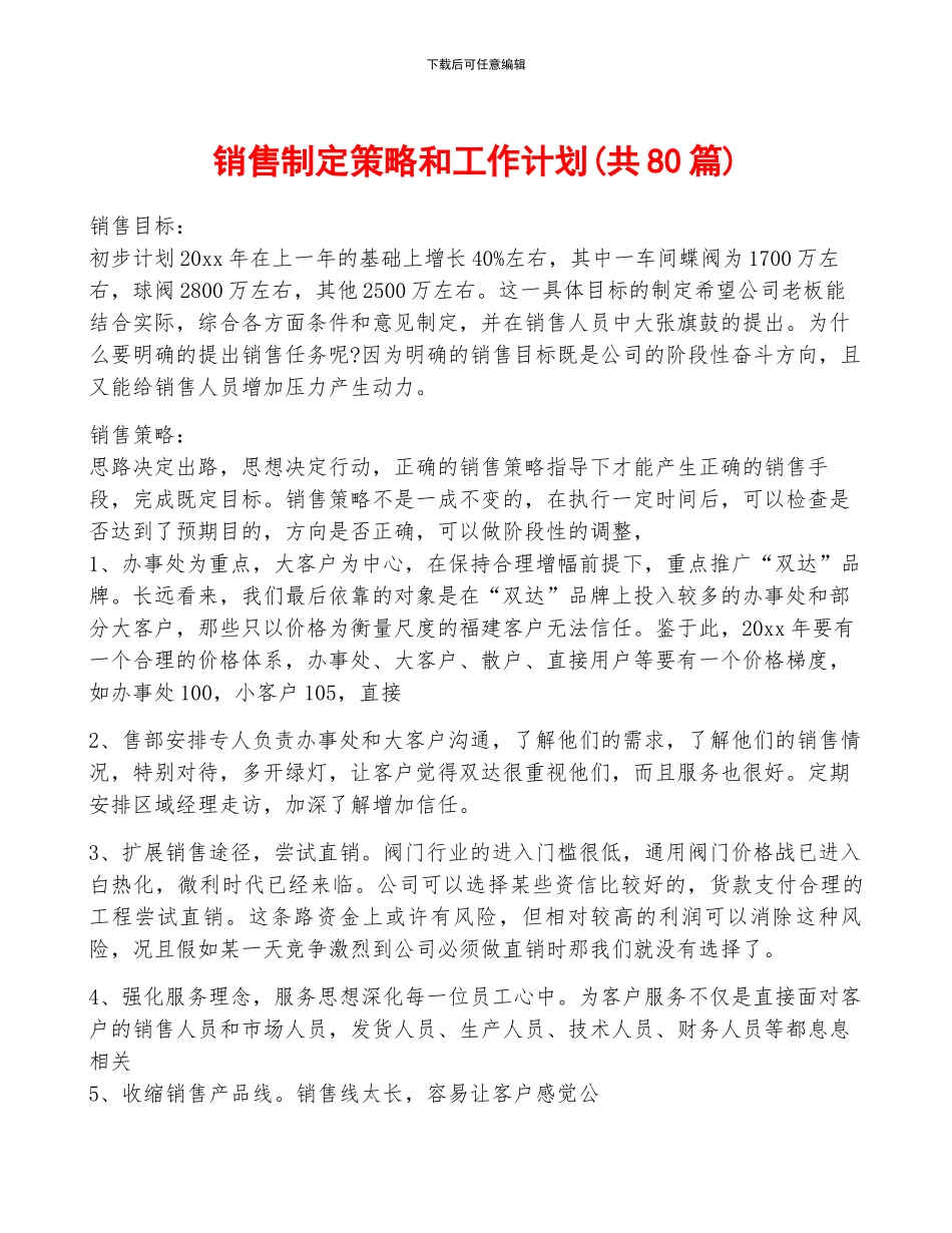销售制定策略和工作计划_第1页
