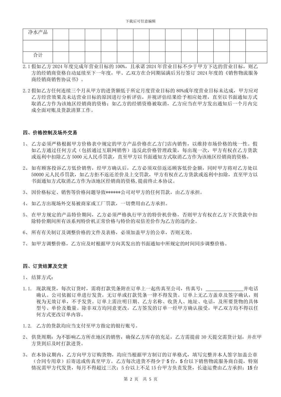 销售物流服务商销售协议书_第2页