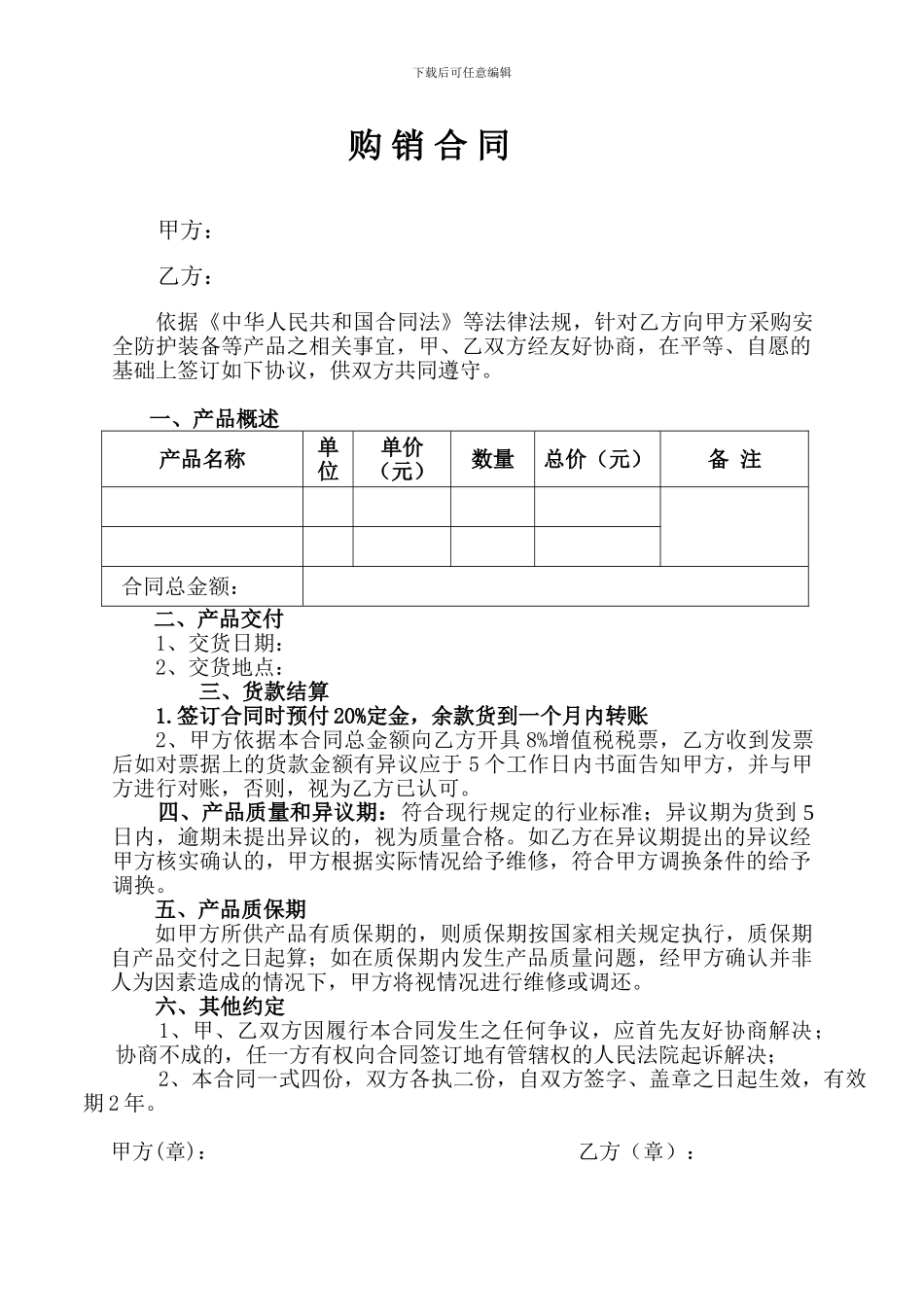 防护用品购销合同_第1页