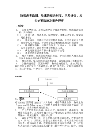 防范患者跌倒、坠床的相关制度、风险评估、相关处置措施及报告程序