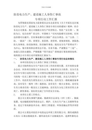 防范电力生产、建设施工人身伤亡事故专项行动总结