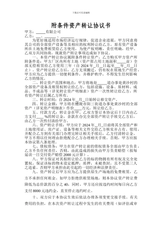 附条件资产转让协议书