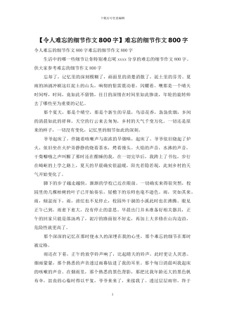 难忘的细节作文800字