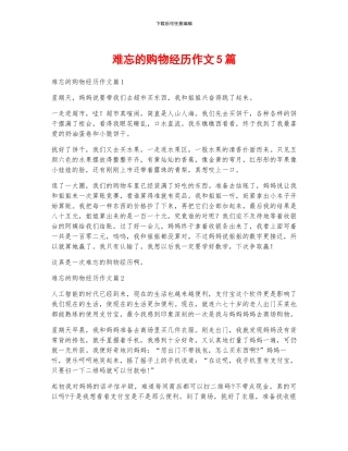 难忘的购物经历作文5篇