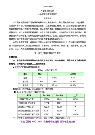 集团公司人力资源年度预算手册