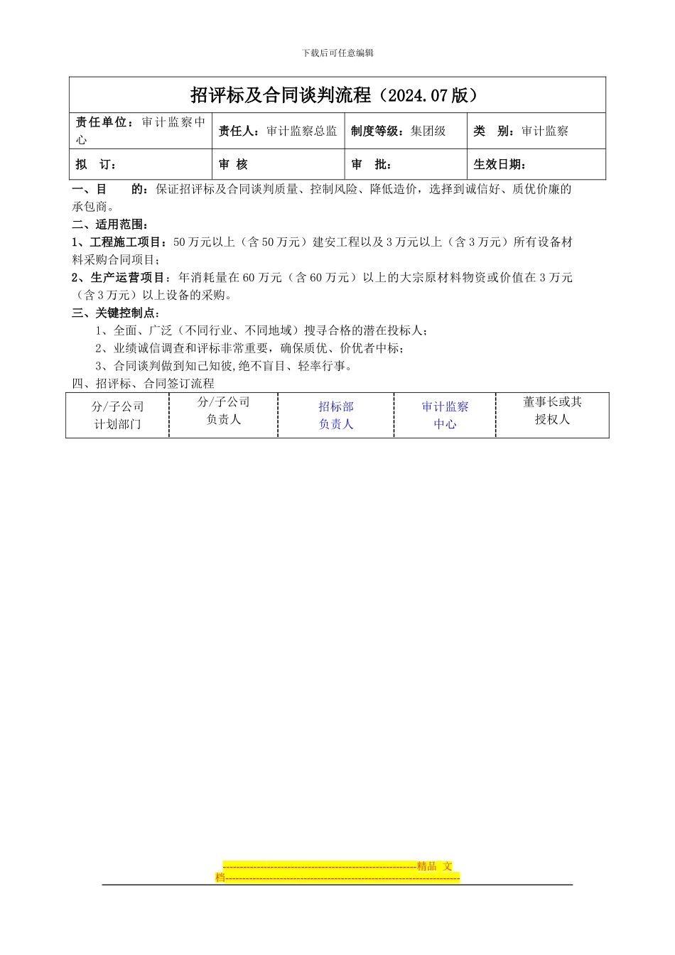 集团招评标及合同谈判流程_第1页