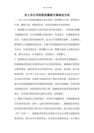 非上市公司的股权激励方案制定方法