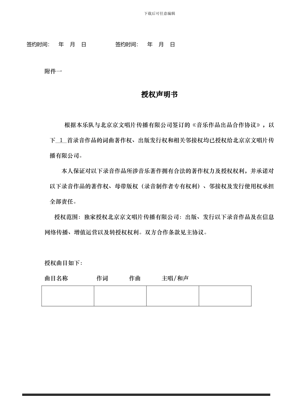 音乐作品出品合作协议--模版_第3页