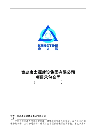 项目承包合同模版初稿