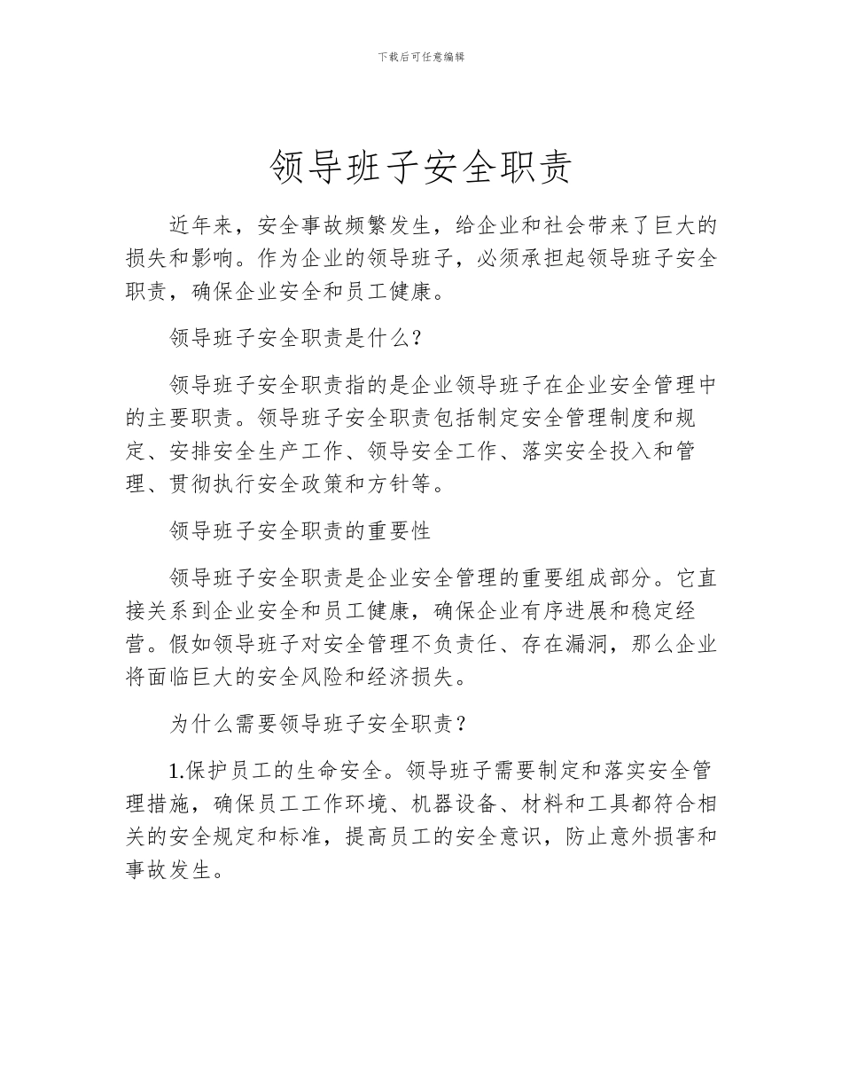领导班子安全职责_第1页