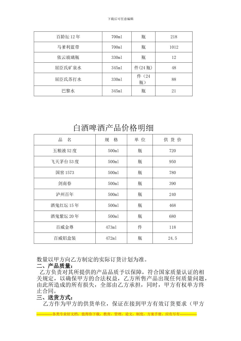 餐饮业酒水采购协议书_第2页