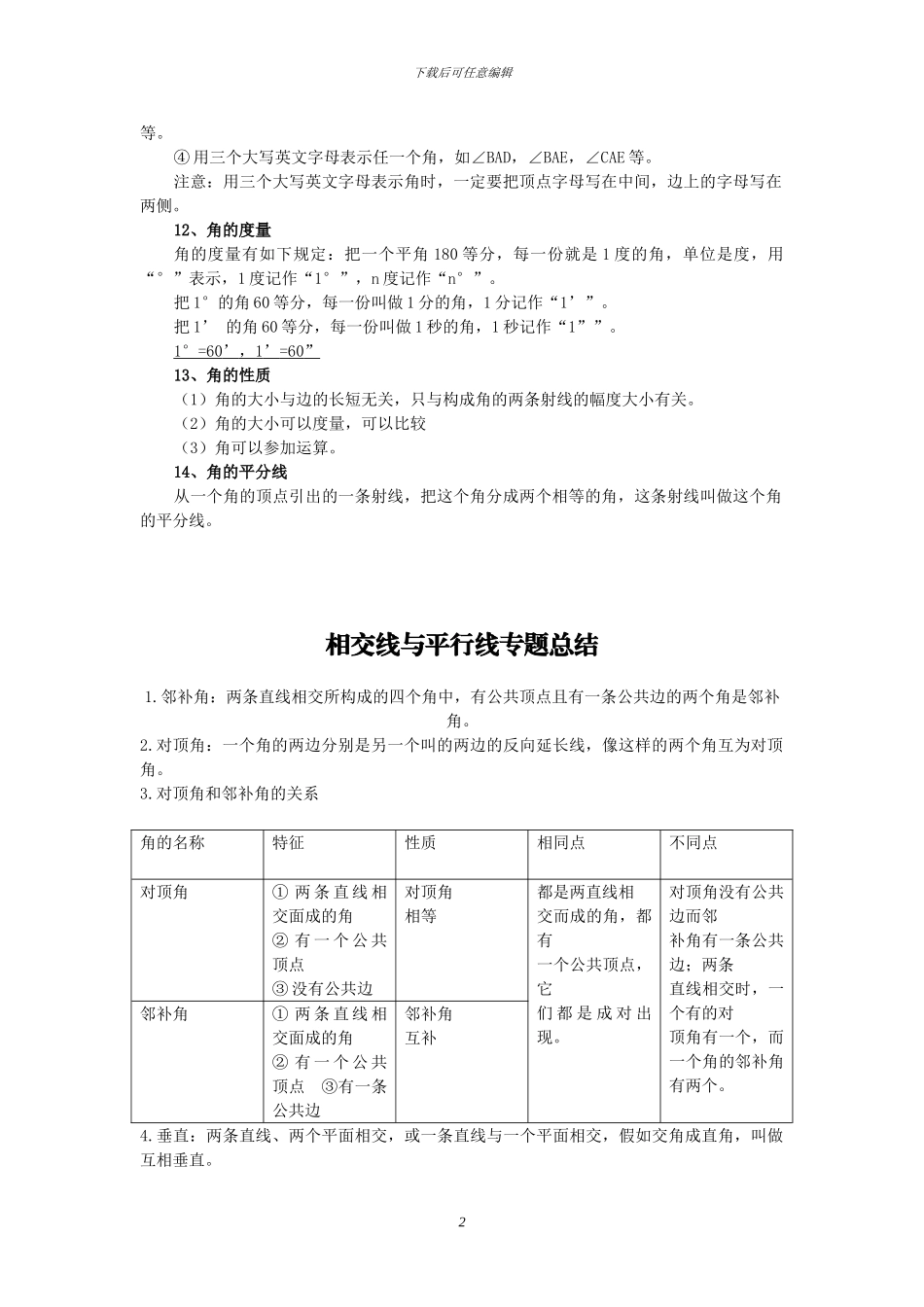 鲁教版最新初一数学下知识点_第2页
