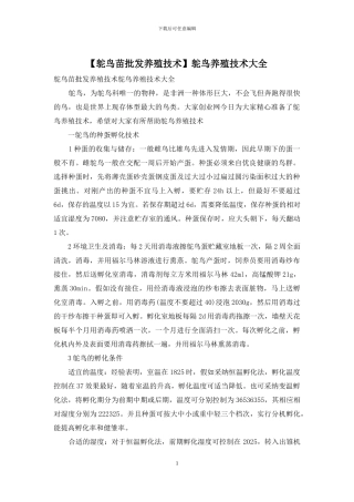 鸵鸟养殖技术大全