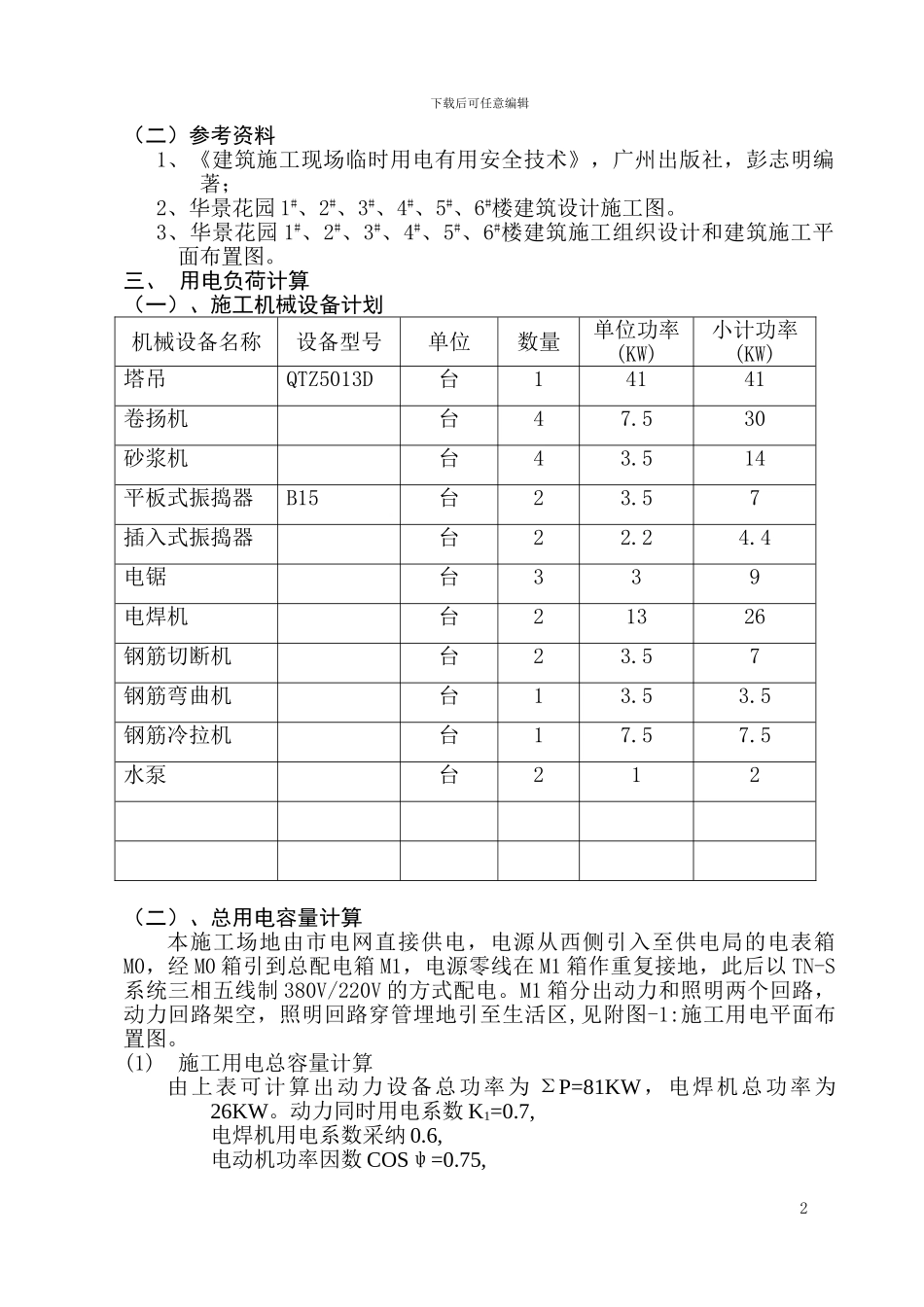 -华景花园临时用电施工方案_第2页