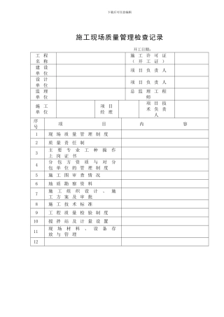 001施工现场质量管理检查记录