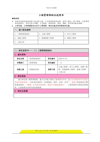 06---职位说明书--工程管理部