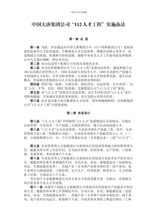 08中国大唐集团公司“112”人才工程实施办法