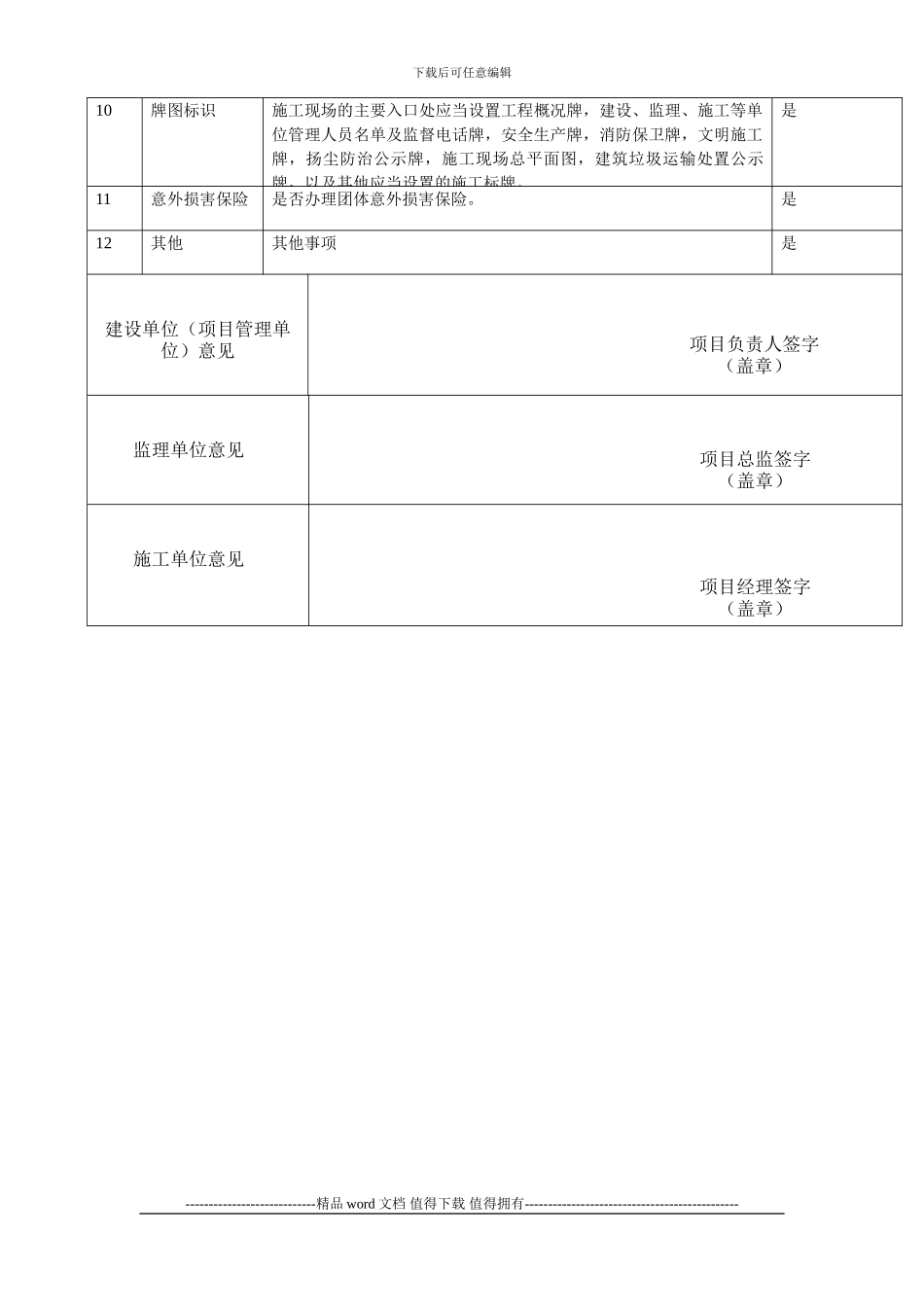1-1建设工程安全生产文明施工条件自查表_第2页