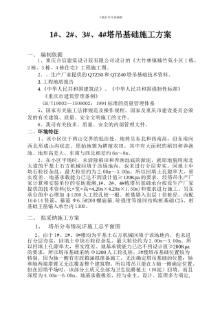 1-4#塔吊基础施工技术措施