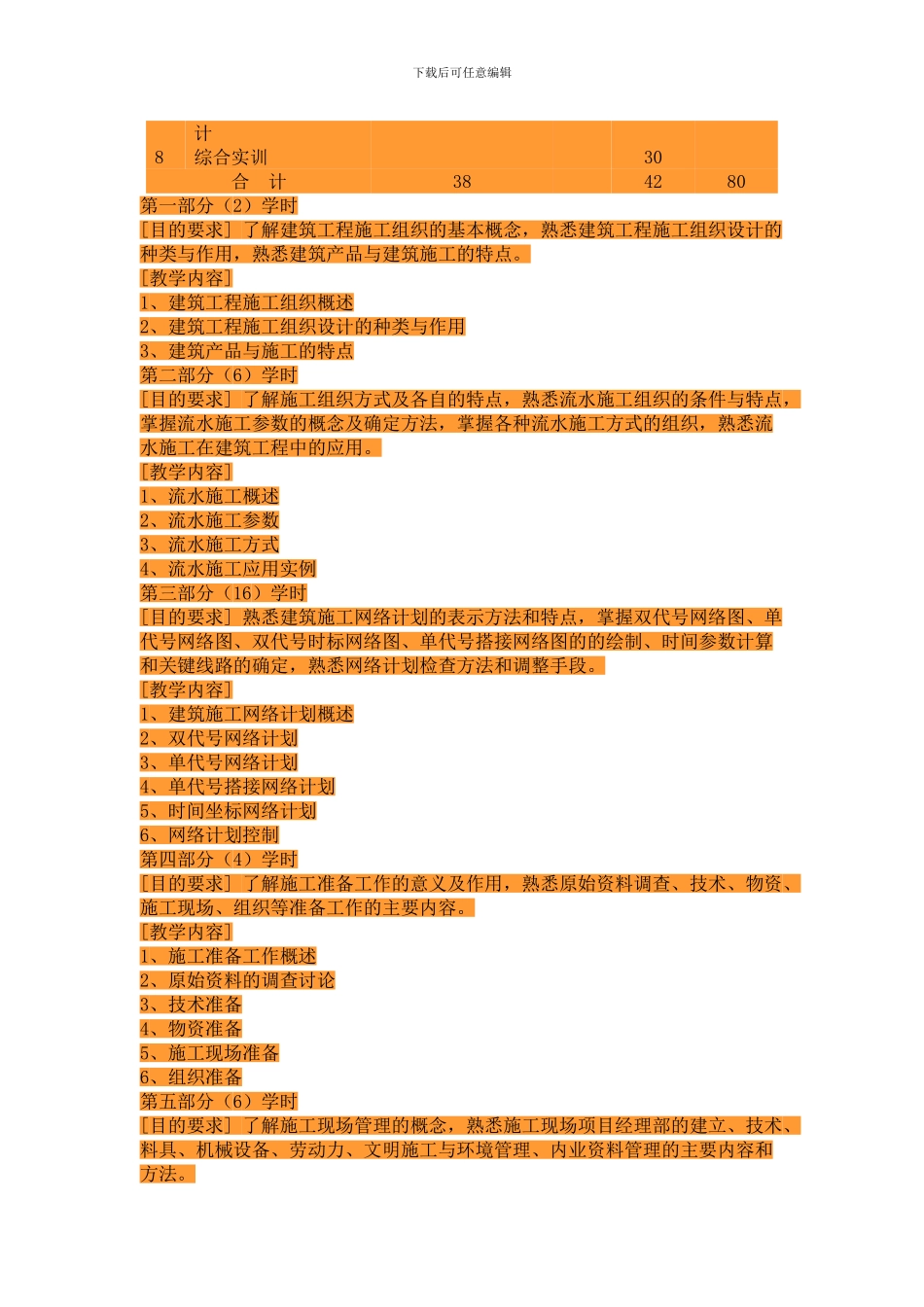 1.建筑施工组织教学大纲_第2页