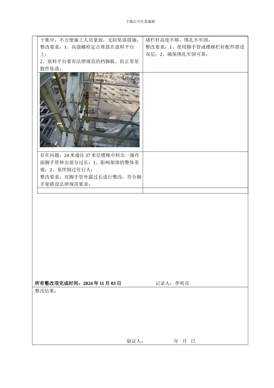 10.31#6锅炉施工区域安全检查记录_第3页