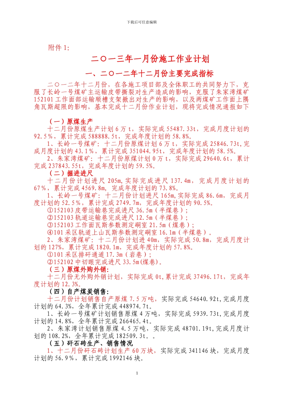 1月份施工作业计划_第1页