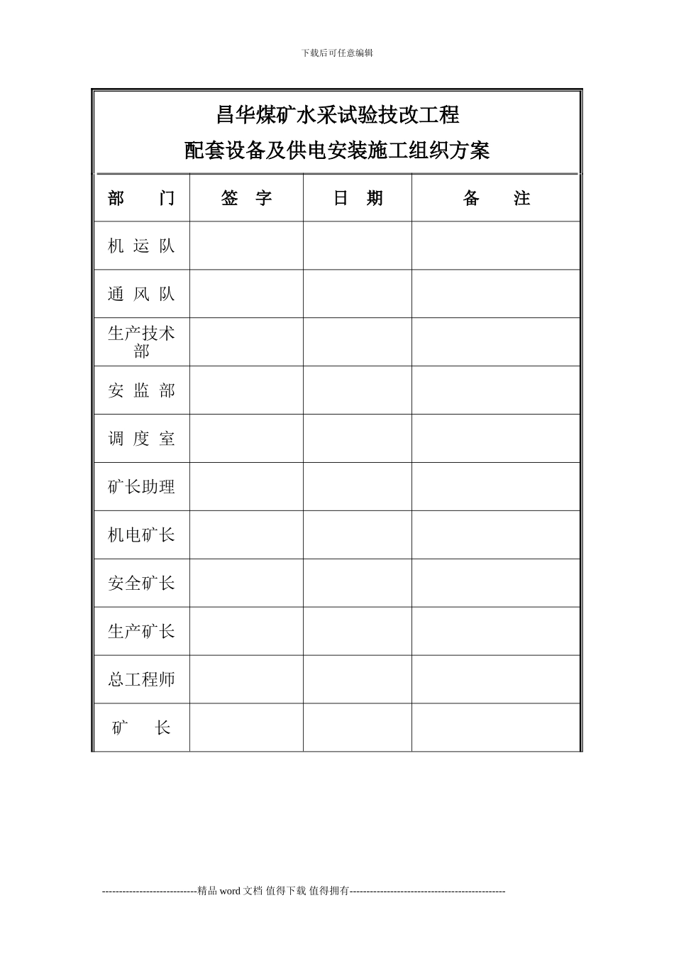 1昌华煤矿水采试验技改工程配套设备供电安装施工组织方案_第3页