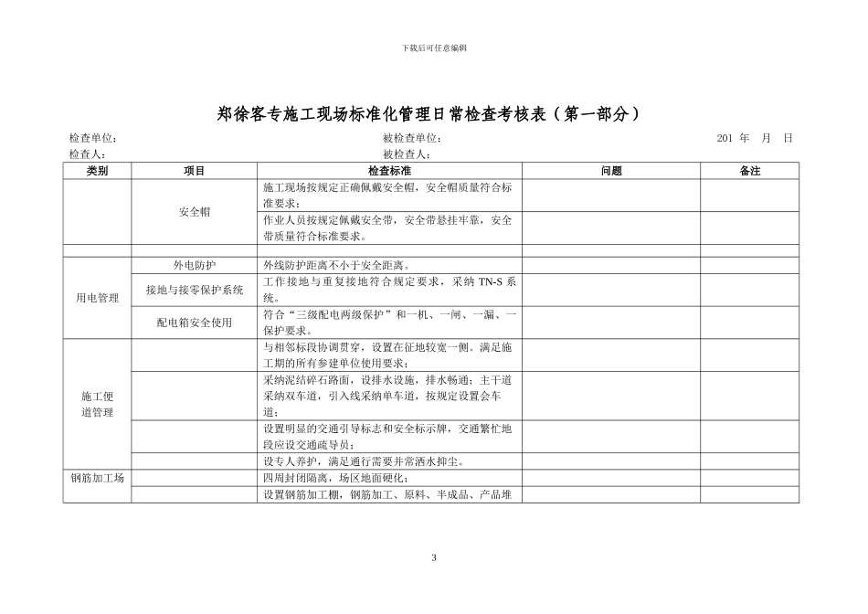 2024-5-2-郑徐客专施工现场标准化管理实施办法日常检查考核表2_第3页