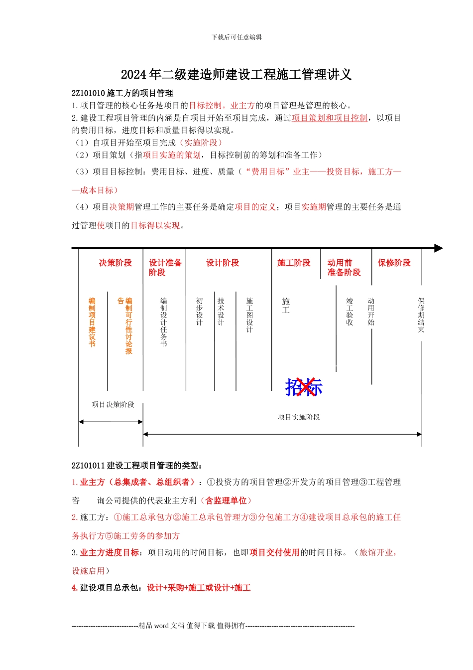2024二级建造师施工管理新版重点笔记_第1页