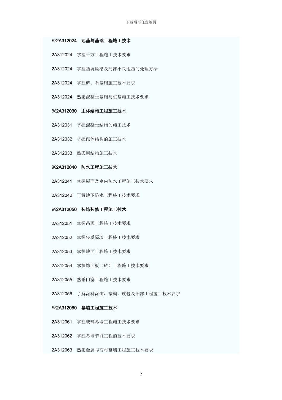 2024年二级建造师《建筑工程管理与实务》考试大纲_第2页