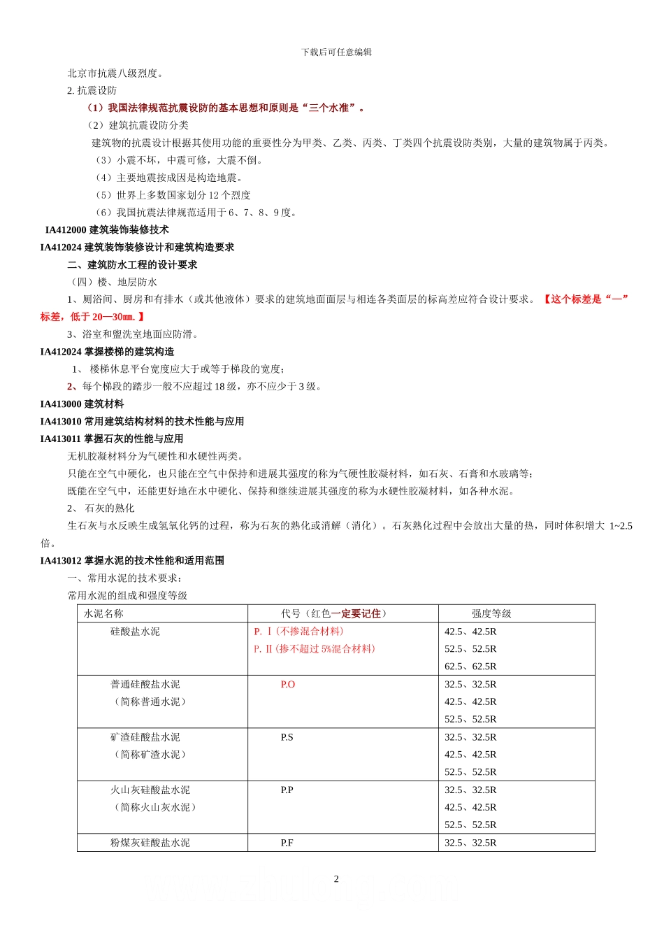 2024年二级建造师建筑工程管理与实务复习重点_第2页