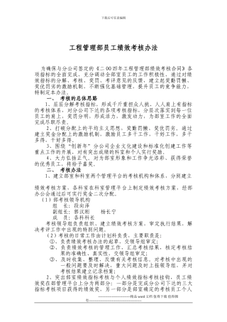 2024年工程管理部员工绩效考核办法