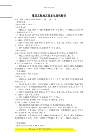 2024年建筑资质标准建筑施工总承包资质标准