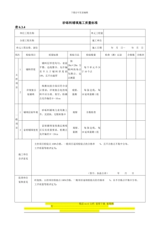 2024年新版砂砾料铺填施工质量验收评定表