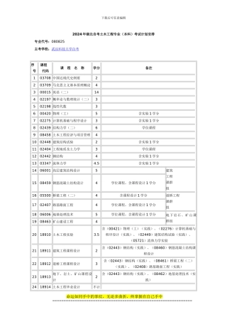 2024年湖北自考土木工程专业考试计划安排