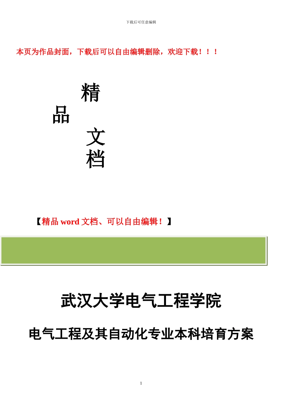 2024年电气工程及其自动化专业本科培养方案_第1页