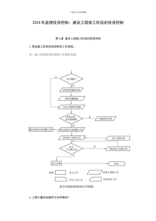 2024年监理投资控制：建设工程施工阶段的投资控制