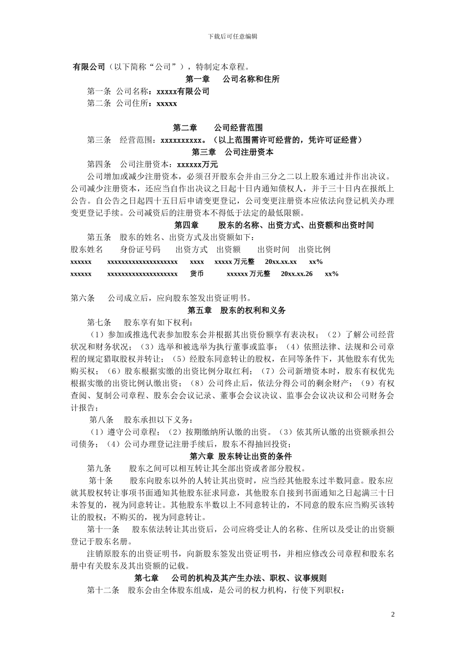 2024青岛有限公司章程范本-适合所有中小企业_第2页