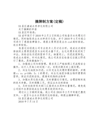 摘牌制方案(定稿)