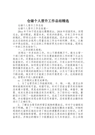 仓储个人晋升工作总结精选