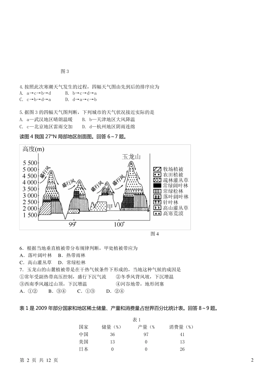 第六届“地球小博士”地理科技大赛高中组试题及答案_第2页