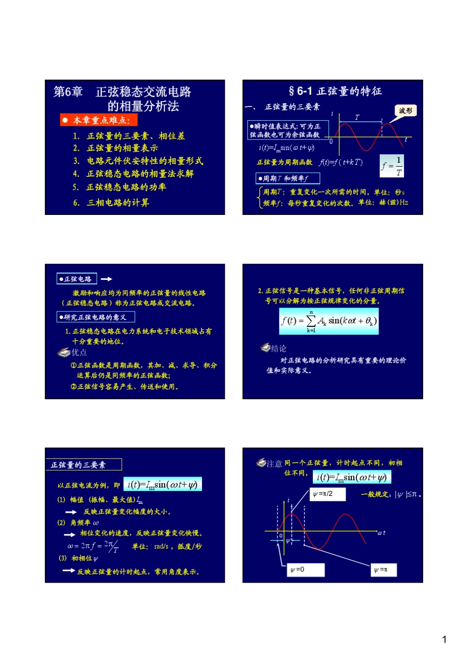 第六章正弦稳态交流电路的相量分析法_第1页