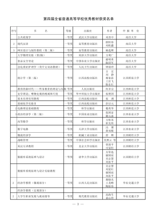 第四届全省普通高校优秀教材获奖