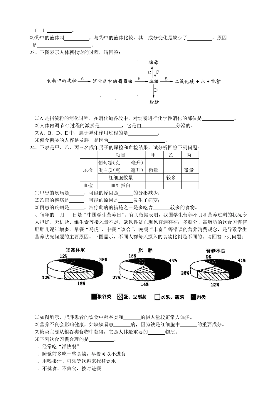 第四章代谢与平衡综合测试题带答案_第3页