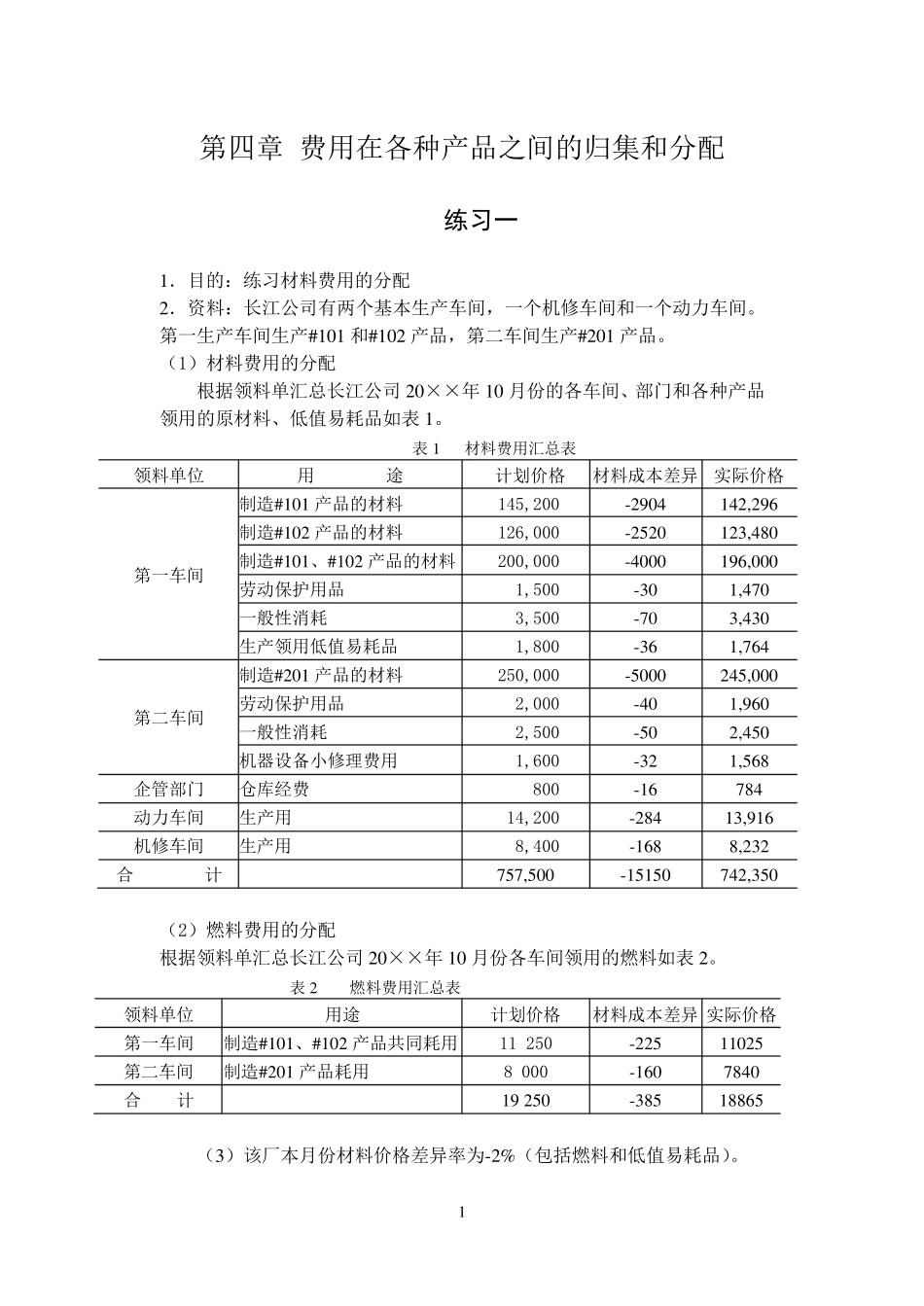 第四章费用在各种产品之间的归集和分配_第1页